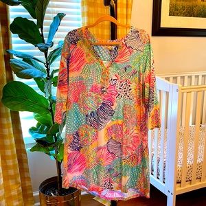 Lilly Pulitzer Dress Pima Cotton Size XL Extra Large V Neck